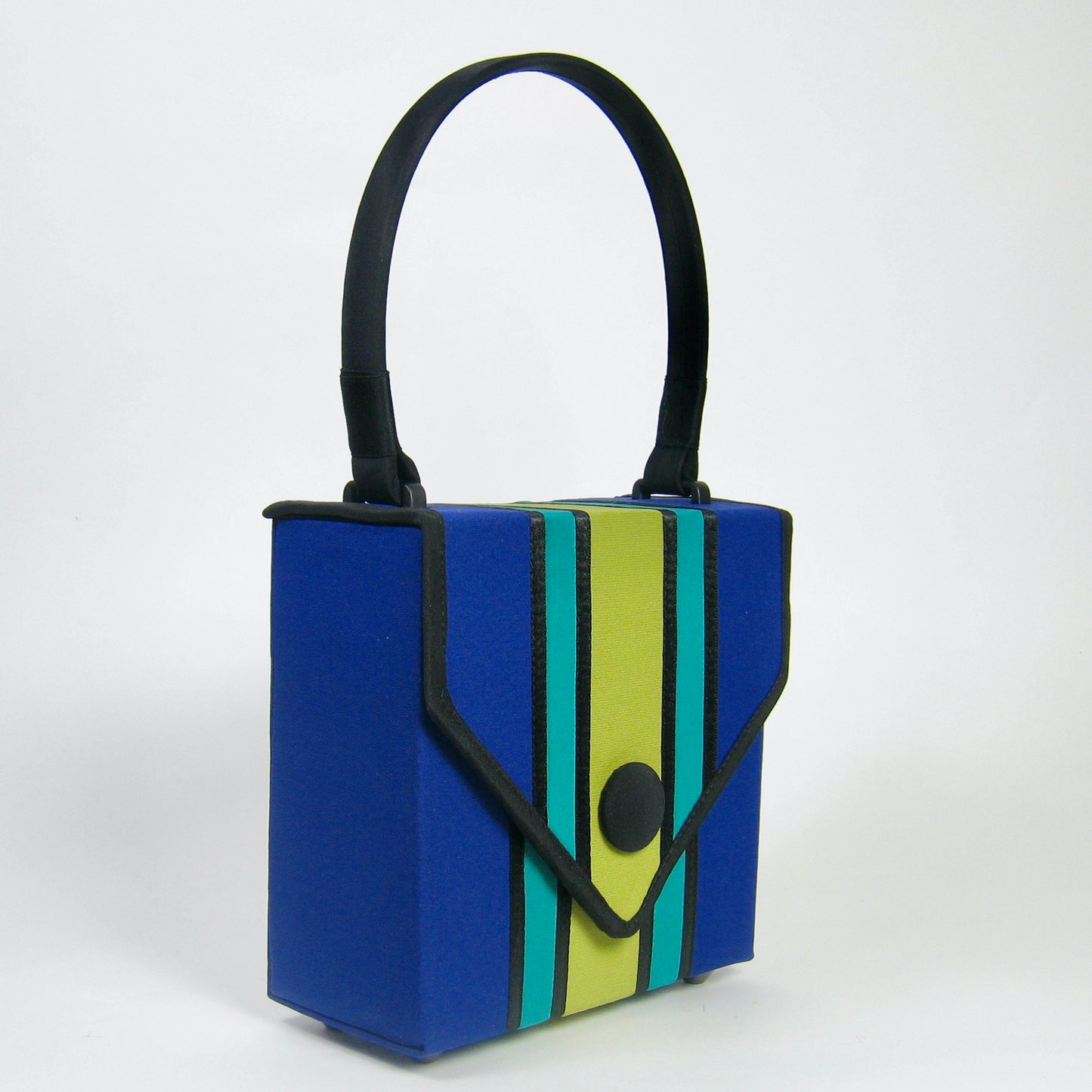 Square Purse - Cobalt and Chartreuse