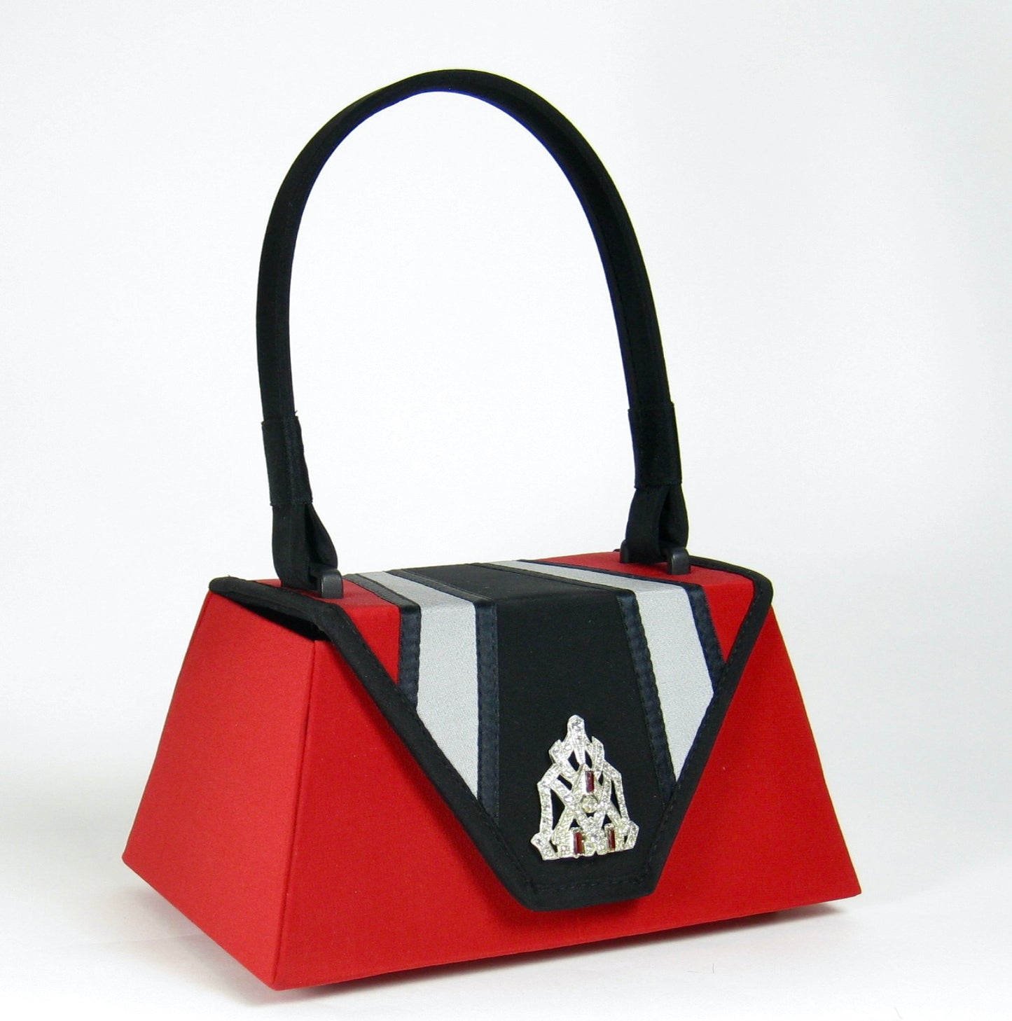 Deco Purse - Red with Black and Pewter