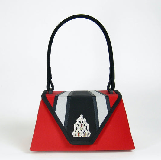 Deco Purse - Red with Black and Pewter