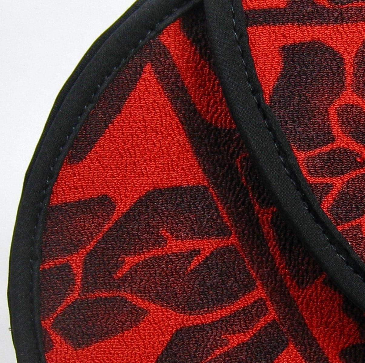 Oval Handbag - Black and Red Patterned