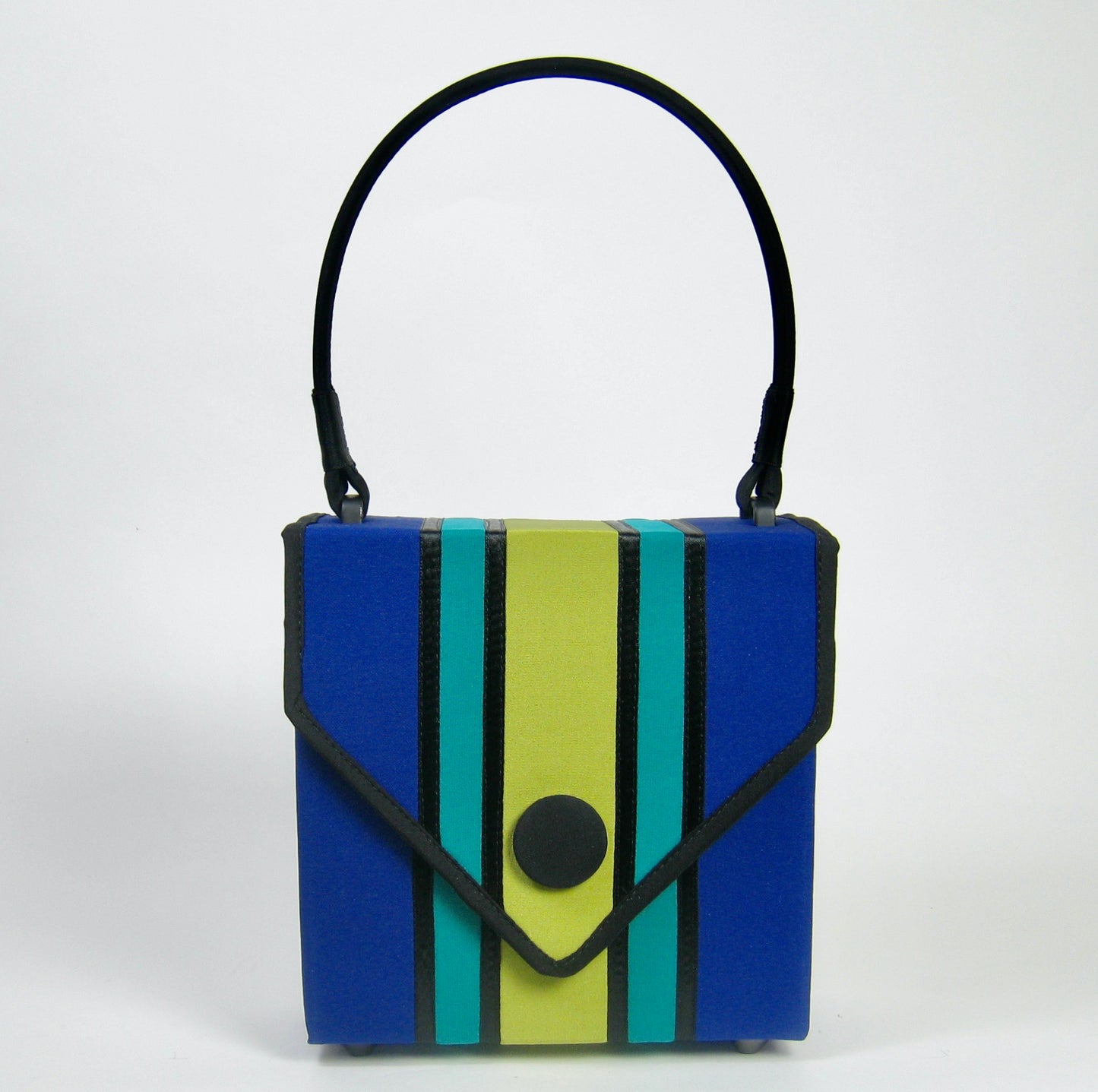 Square Purse - Cobalt and Chartreuse