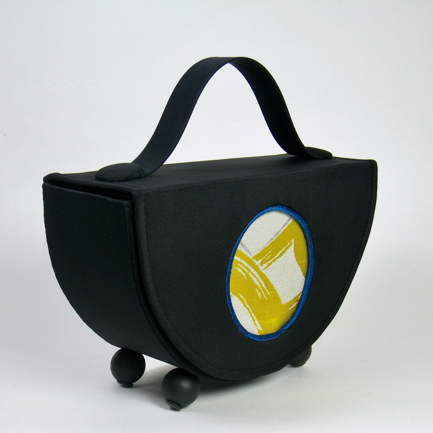 Moon Purse - Black with Bright Yellow and Silver