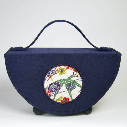 Moon Purse - Ultramarine with Leaves and Floral Pattern